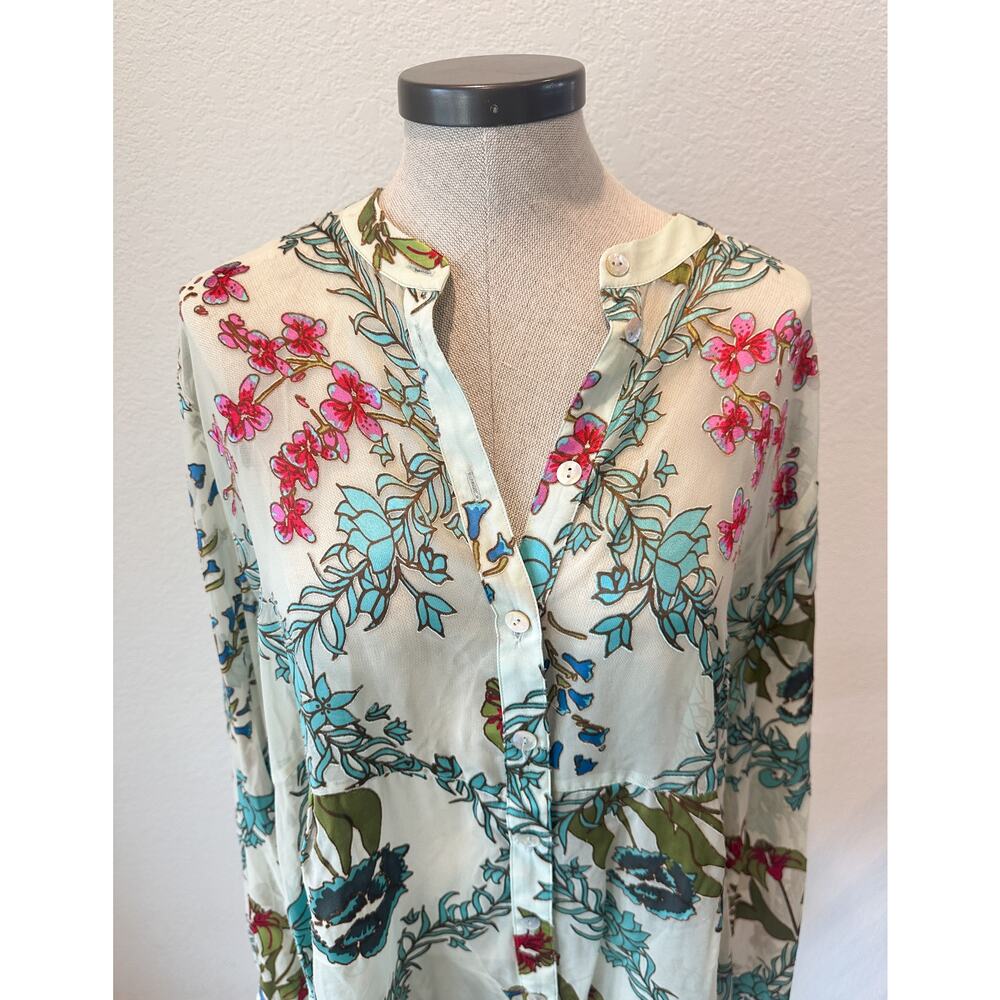 Soft Surroundings Floral Burnout Velvet Sheer Blouse XL Boho - Picture 3 of 11